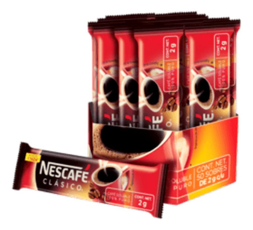 Nescafe Clasico Soluble Stick 50 Sobres De 2g C/u Despensa