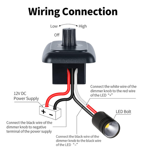 Interruptor De Atenuación 12v 5a Negro Para Led/halógeno/inc