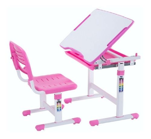 Escritorio + Silla Ergonómicos Ajustables Para Niña, Rosado