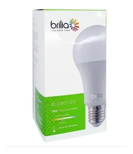 Lâmpada Led Bulbo 15w 3000k Bivolt E27 Amarela Brilia 436882