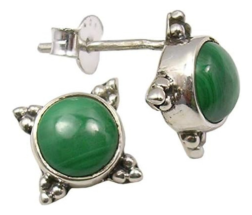 Pendientes Silverstarjewel De Malaquita Con Cabujón Verde De