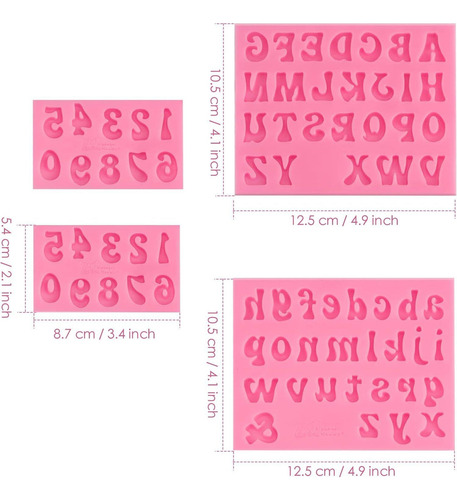 4 Piezas De 26 Moldes De Letras Y Números De Silicona