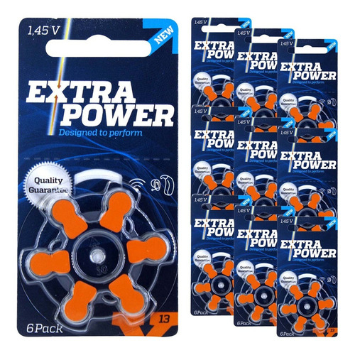 Pilhas 13 Extra Power 10 Cartelas-60 Baterias Ap. Auditivo