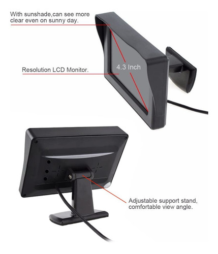 Monitor De Camara De Respaldo Con Pantalla Lcd Tft A Colo...