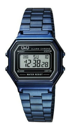 M173j007y - Reloj Q&q P/m Azul Petroleo Retro Digit.