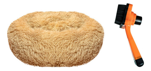 Cama Suave Para Perro Grande Peaceful Pooch + Cepillo Color Miel