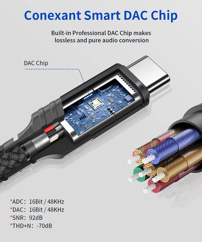 Adaptador Usb Tipo C A Conector De Auriculares Hembra De 3,5
