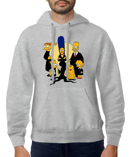 Imagen 2 de 6 de Buzo Canguro Gris Simpson Locos Addams Hombre Mujer Niños