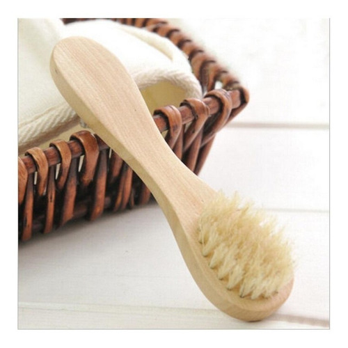 Imagen 9 de 9 de Cepillo Facial Mango Madera Exfoliante Cerdas Naturales Full