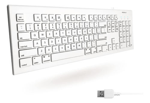 Macally Teclado Alámbrico De Tamaño Completo. 104 Teclas Color del teclado Blanco Idioma Inglés US