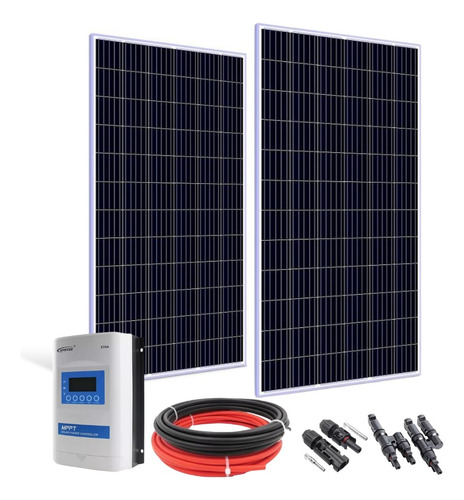 Placa Solar 330w Osda 2un. + Controlador 40a Mppt E Cabos 5m Cor Preto Voltagem De Circuito Aberto 44.72v Voltagem Máxima Do Sistema 37.26v