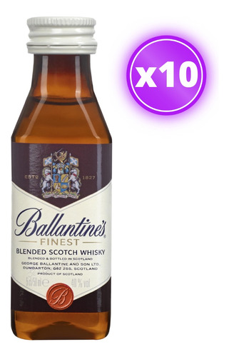 10x Miniatura Whisky Ballantines Finest 50ml (plástico)