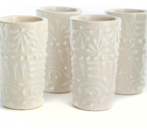 Set De 4 Caballitos Tequileros De Cerámica 60 Ml Talavera