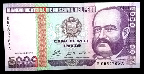5000 Intis De Colección Billetes Nuevos Originales Del B C R