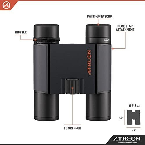 Athlon Optics 10x25 Midas G2 Uhd Prismáticos Negros Con Aliv