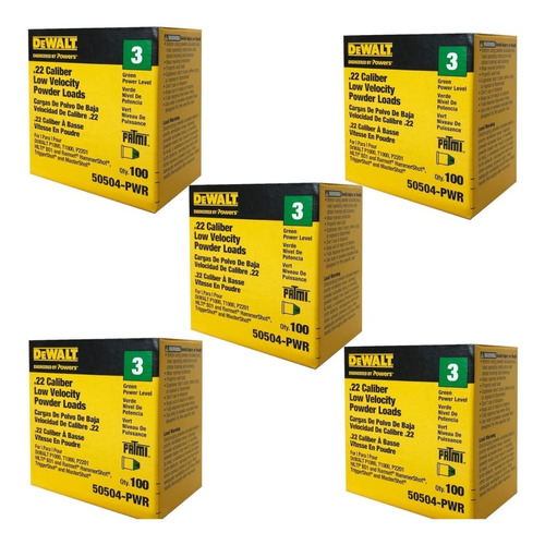 Dewalt 50504-pwr Paq 5 Pz Fulminante Calibre 0.22 Verde