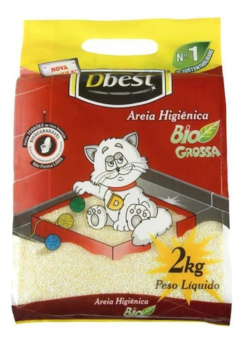 Areia Higiênica Sanitária Para Gatos Dbest Bio Grossa 2kg x 2kg de peso neto