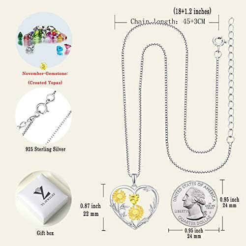 Yl Collar De Flores De Nacimiento De Plata De Ley 925, Colga