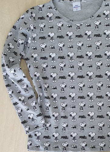 Camiseta Snoopy Manga Longa Algodão Personagem Feminina