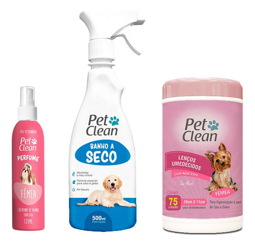 Kit Sem Enxágue Banho A Seco + Lenço Umedecido + Perfume