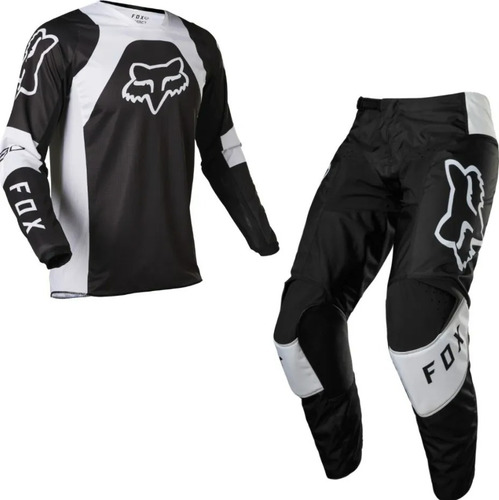 Conjunto Moto Equipo Motocross Fox 180 Lux Negro Blanco