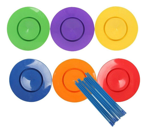 6 Platos Giratorios De Malabares Con Palos, Platos Malabares