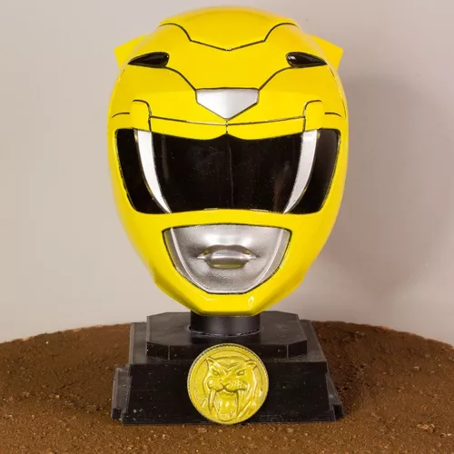 Capacete Power Rangers Branco e Amarelo Clássico Luxo