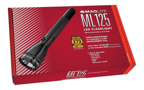 Linterna Led Maglite Ml125 Recargable 192 Lumens 273 Mts Color de la linterna Negro Color de la luz Blanco