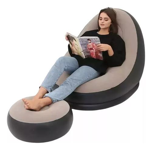 Sofa Con Reposa Pies Inflable Puff Sillon Portatil +inflador