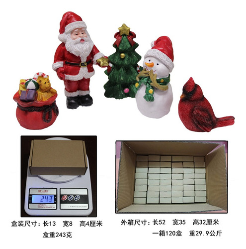 Christmas Miniatures Figurines Xmas Tree Santa Claus Snowmen