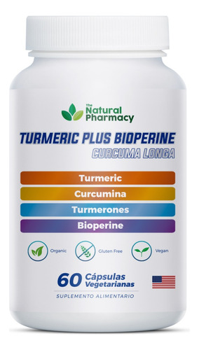 Turmeric Curcuma Con Bioperine Mejor Absorción 60 Días Usa Natural