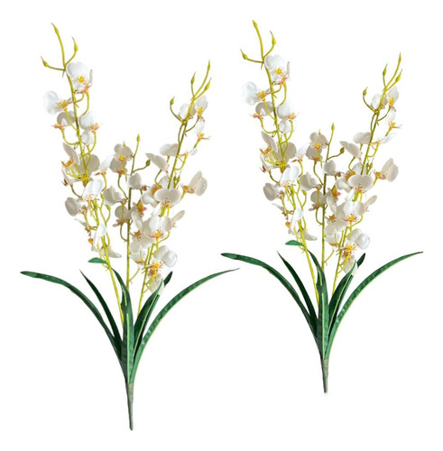 2 Buques De Chuva De Ouro Branca Silicone 50cm Flor E Folhas