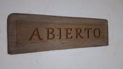 Cartel De Abierto En Madera - Vintage