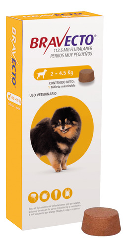 Antipulgas Para Perros Bravecto Desde 2kg A 4.5kg 112.5mg