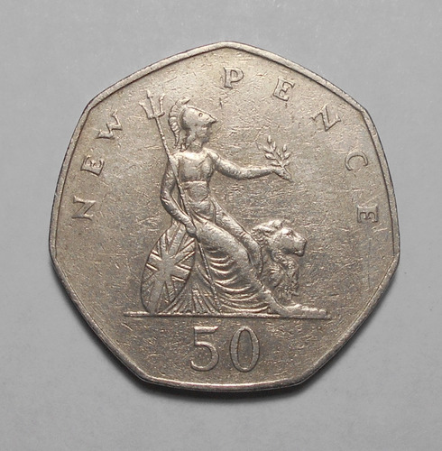 Gran Bretaña Fifty 50 New Pence 1981 Media Libra - Km#913 