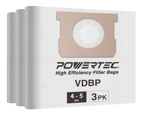 Powertec 75023 Bolsa Filtro Para Aspiradora Vacmaster Vdbp 4