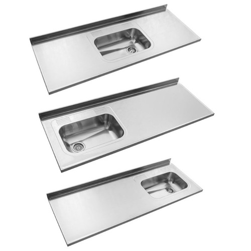 Mesada Johnson Bacha Simple Acero Inoxidabl 140x61 Izquierda