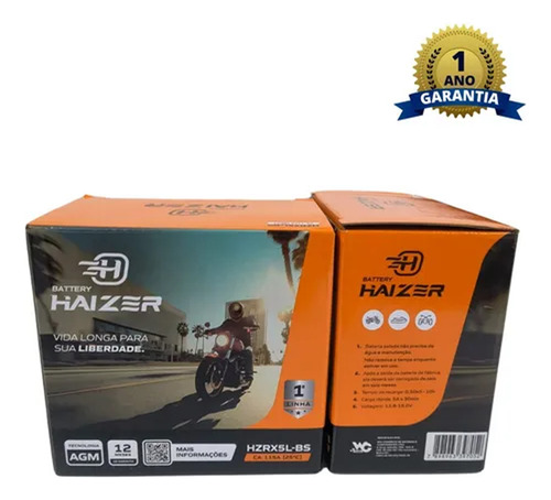 Bateria Haizer Hzrx5l Ybr Factor 125 2021 2022 2023 2024... Direito