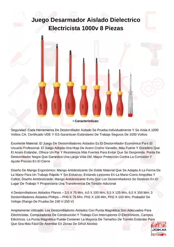 Destornillador Vde Aislado Electricista Plano 4 X 100 Mm, Punta