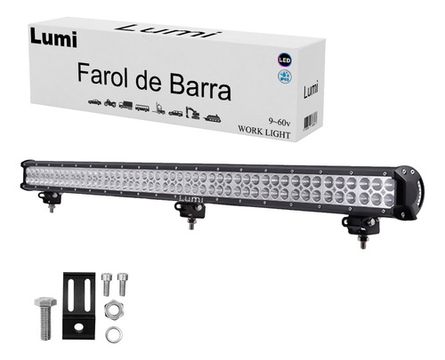 Refletor Holofote Luminaria Farol 96 Leds 288w Barra Cor Da Carcaça Preto Cor Da Luz Branco Frio