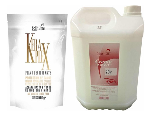 Kit Polvo Keraplex + Agua Oxigenada Vol 20 Maggie