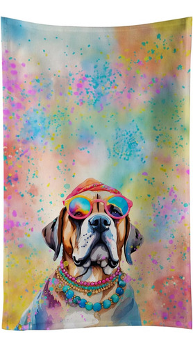Toalla Decorativa Mastín Hippie Dawg Para Cocina Y Baño