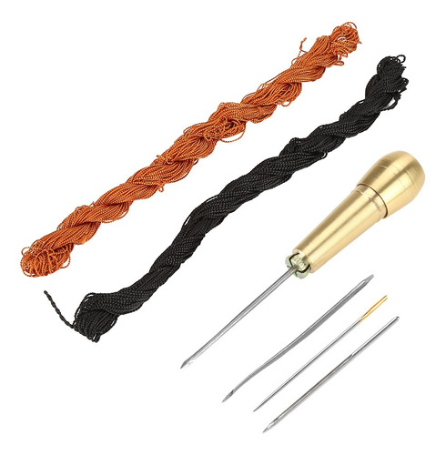 Kit De Punzón De Coser Con Hilos Negros Y Marrones De 18 M P