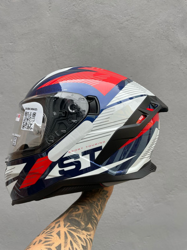 Capacete Norisk Strada 2 St C/ Óculos Solar Branco Azul