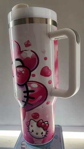 Vaso Térmico Hello Kitty Modelo 2 Rosa Corazones