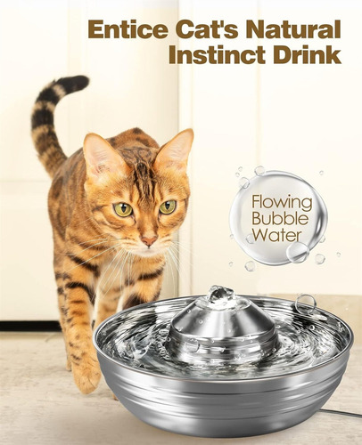 Fuente Agua Para Gatos, De Acero Inoxidable, Fuente De Agua