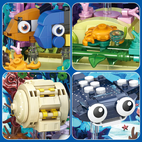 Juego De Bloques De Construcción Riceblock Fish Tank 875