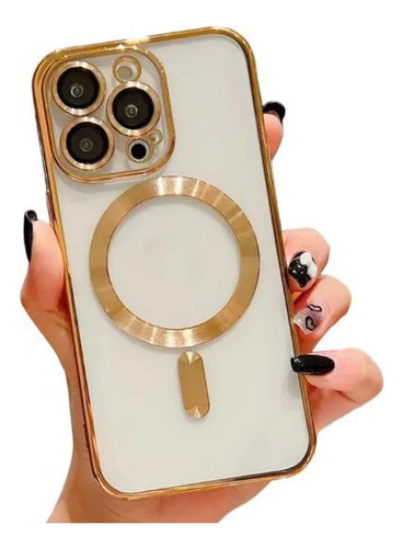 . Capa Magsafe Para iPhone 13 Normal Câmera Vazada Dourada