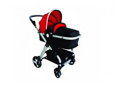 Coche Moises Para Bebe Aluminio Plata Color Rojo