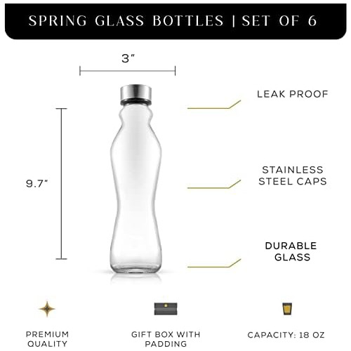 Juego De Botellas De Agua De Vidrio De 618 Oz Tapas De ...